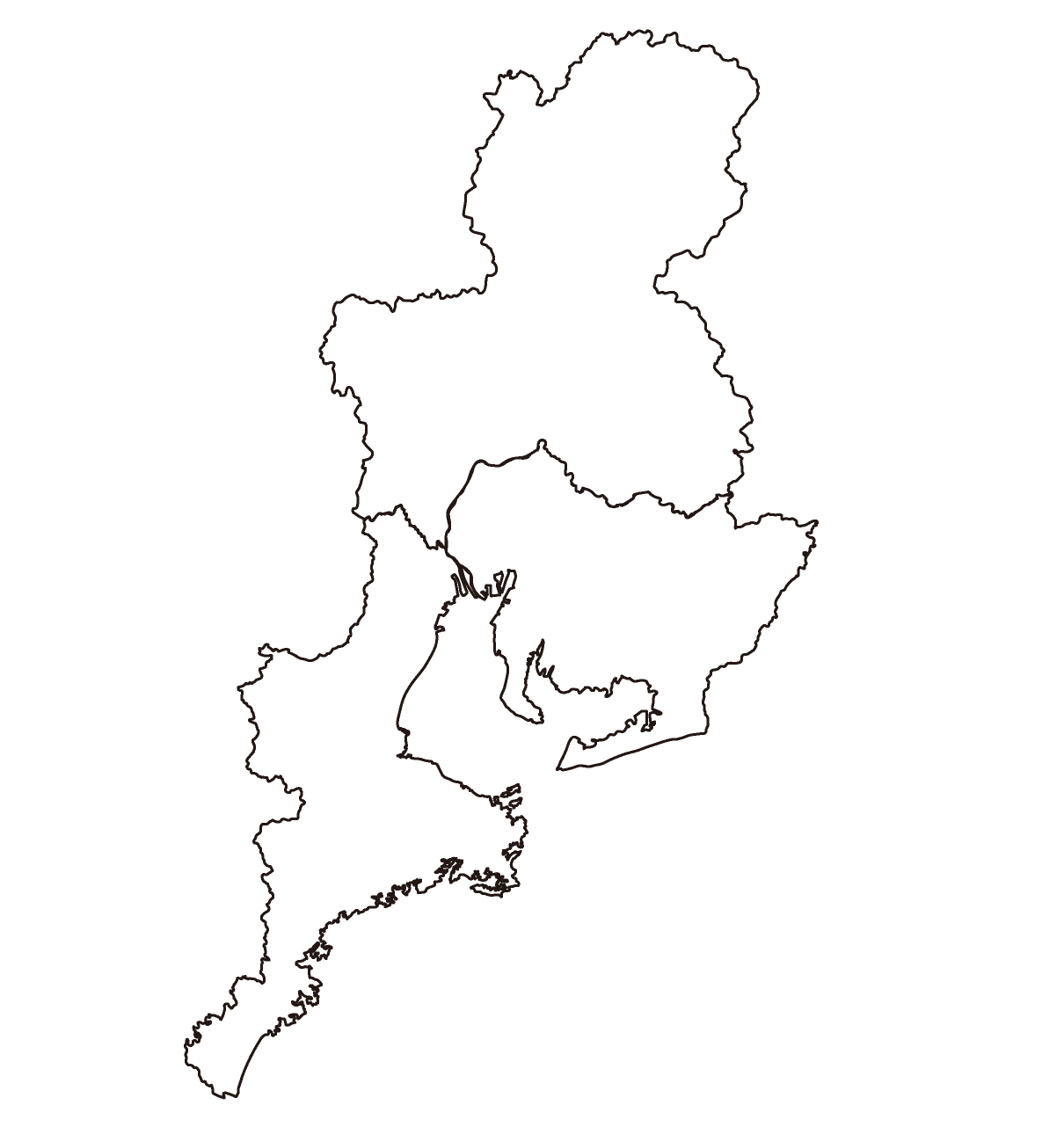 東海三県の地図イラスト